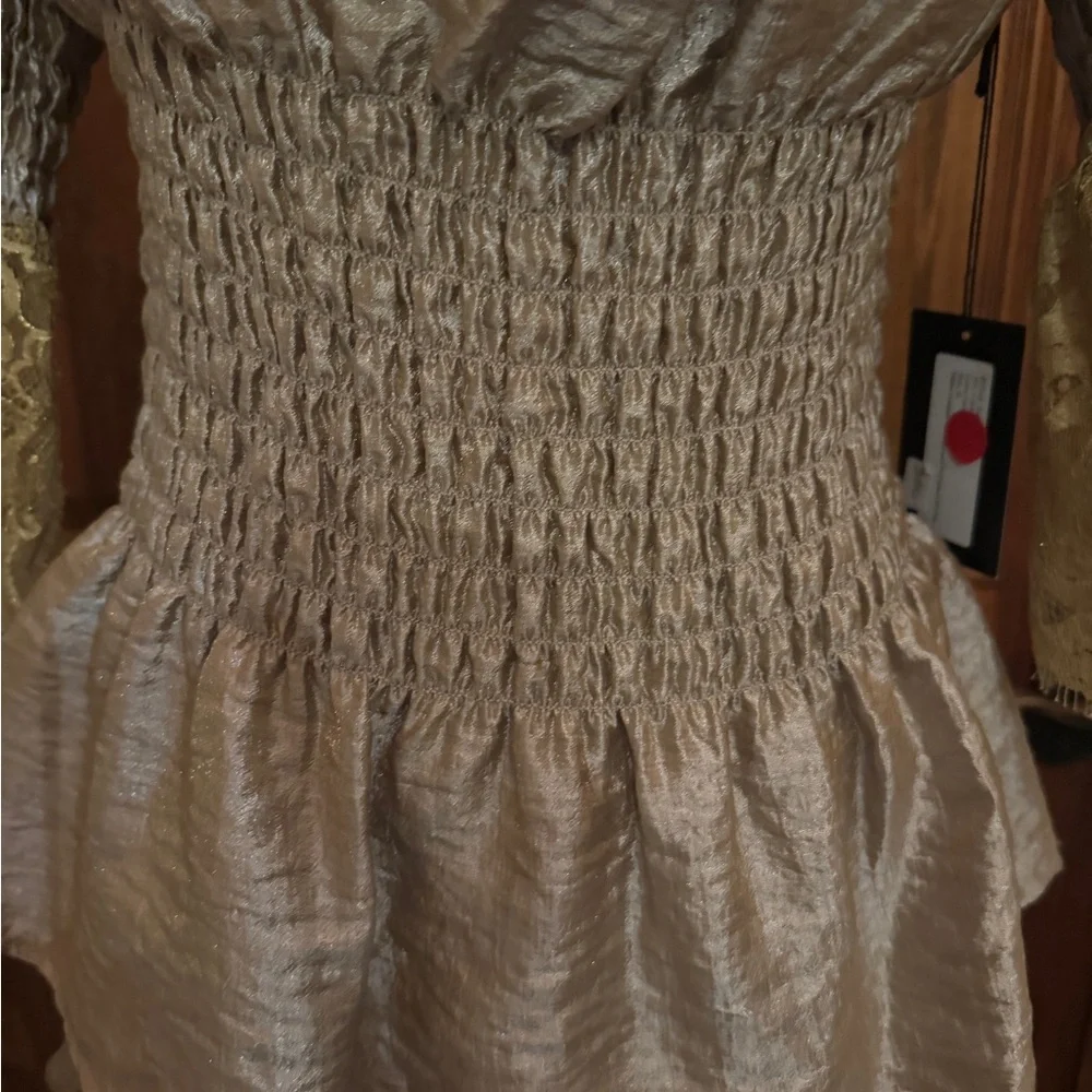 Chic Gold Ruffle Skirt Set - Picture 4 of 5